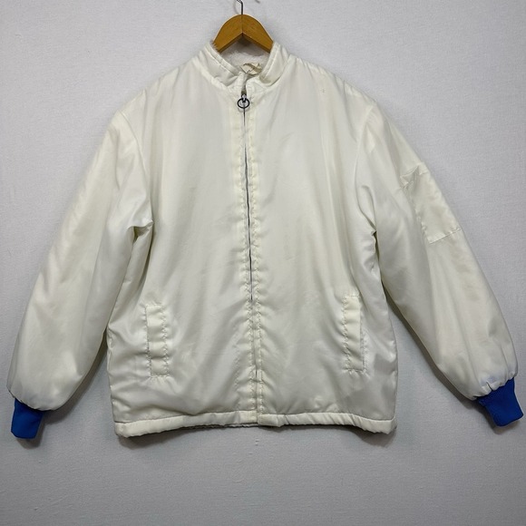 Other - Vintage The Great Lakes Jacket Sz Medium FullZip White W/ Blue Cuffs Made In USA